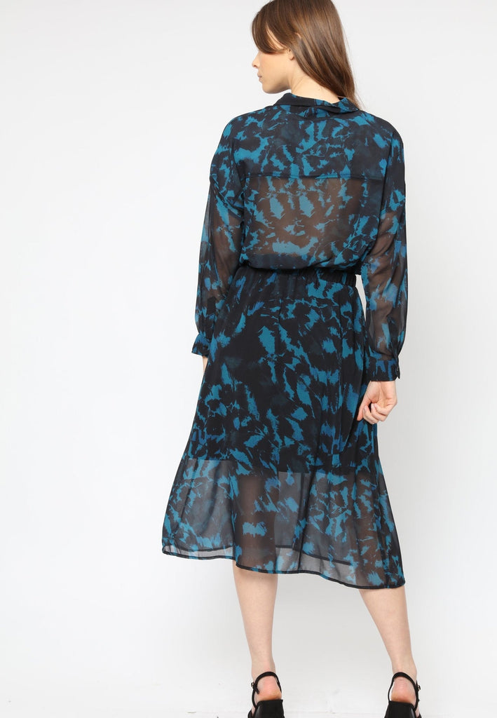 Black and Blue Midi Dress