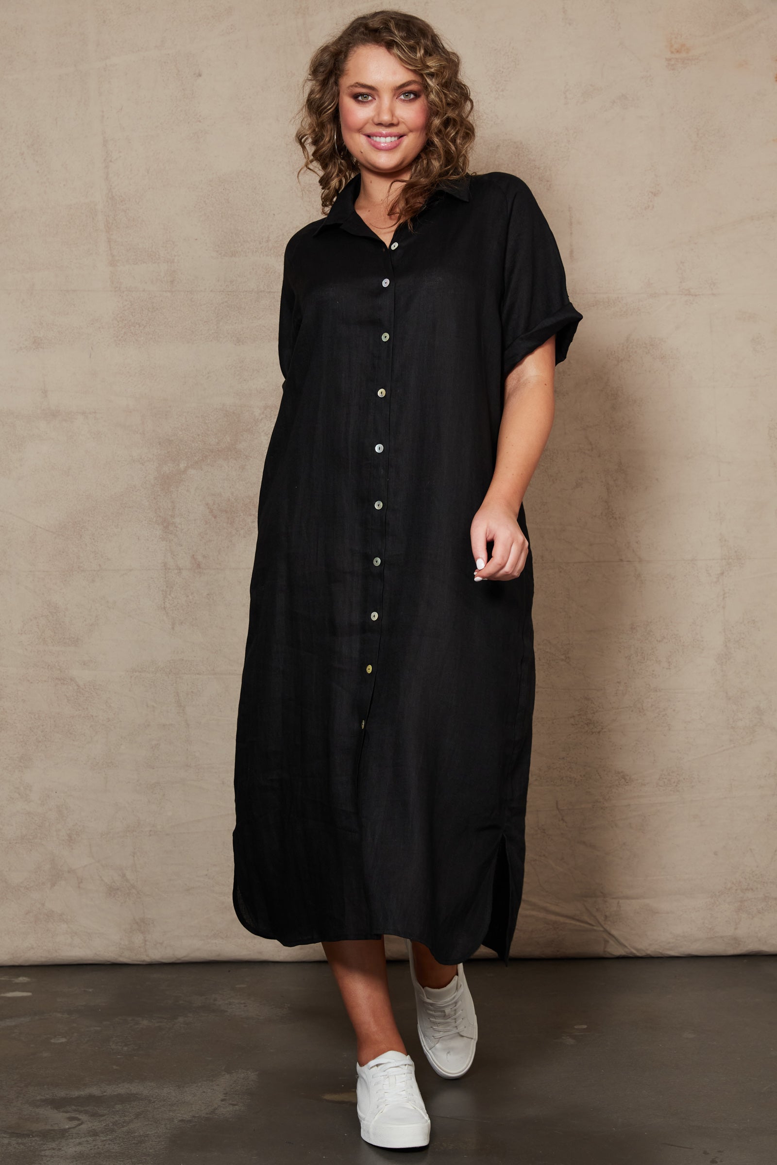 eb and ive linen dress Eb & Ive Nama Shirt Dress Ebony